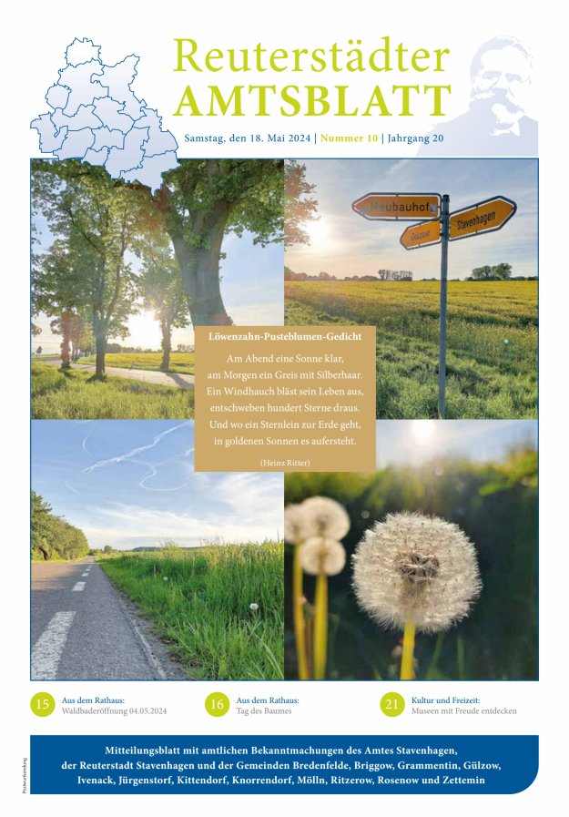 Reuterstädter Amtsblatt Titelblatt 10/2024