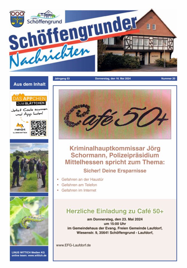 Schöffengrunder Nachrichten Titelblatt 20/2024