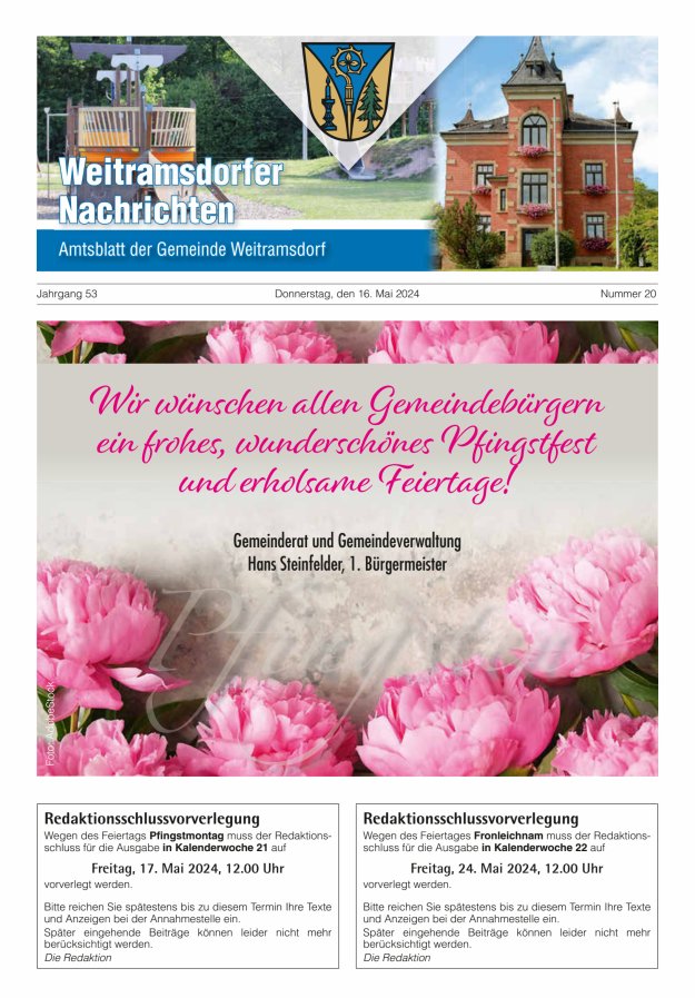 Weitramsdorfer Nachrichten Titelblatt 20/2024