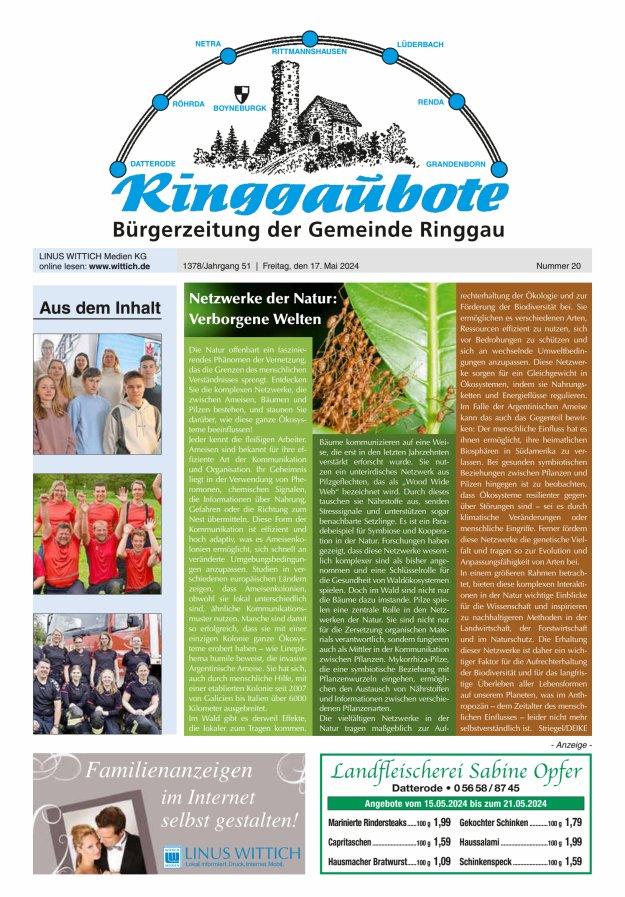 Ringgaubote Titelblatt 20/2024