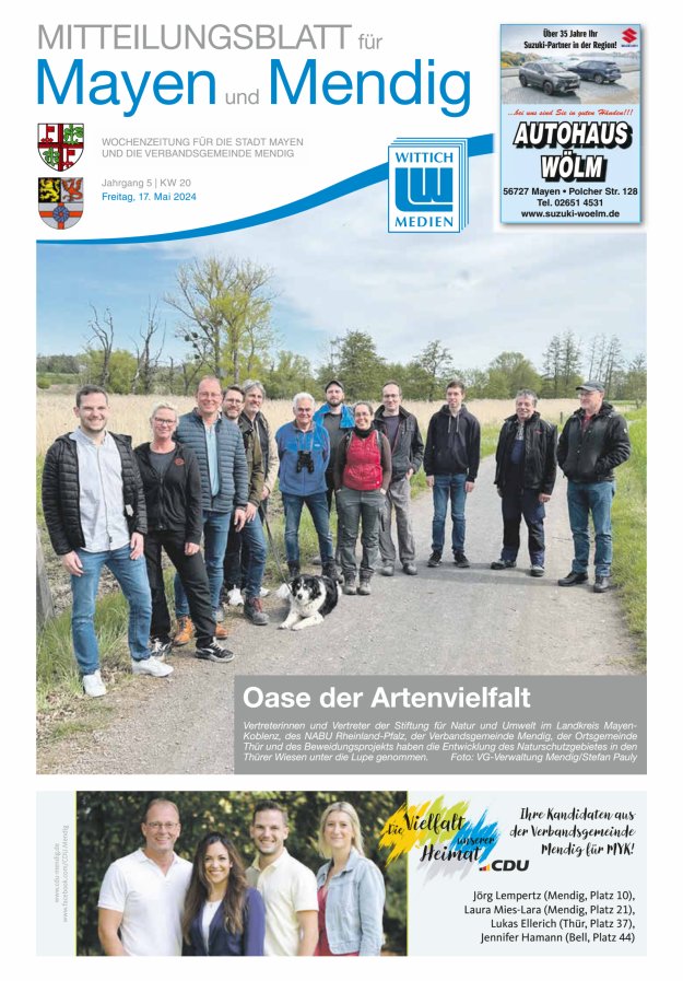 Mitteilungsblatt für Mayen und Mendig Titelblatt 20/2024