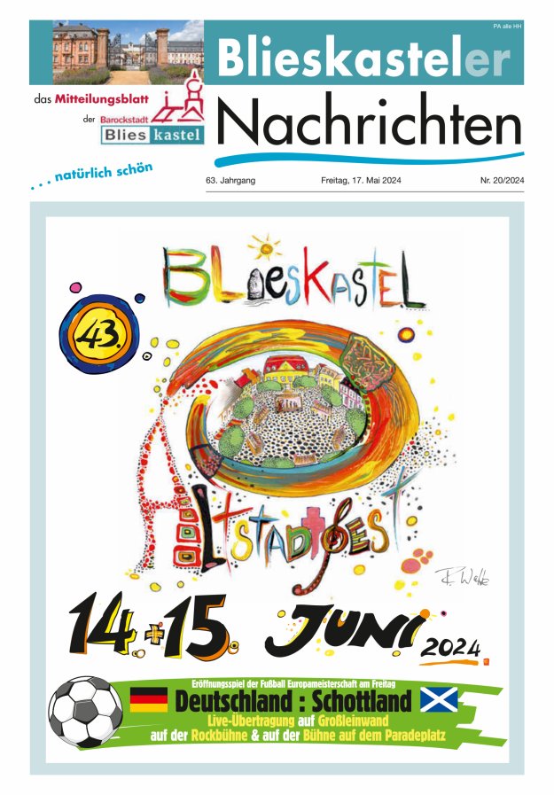 Blieskasteler Nachrichten  Titelblatt 20/2024