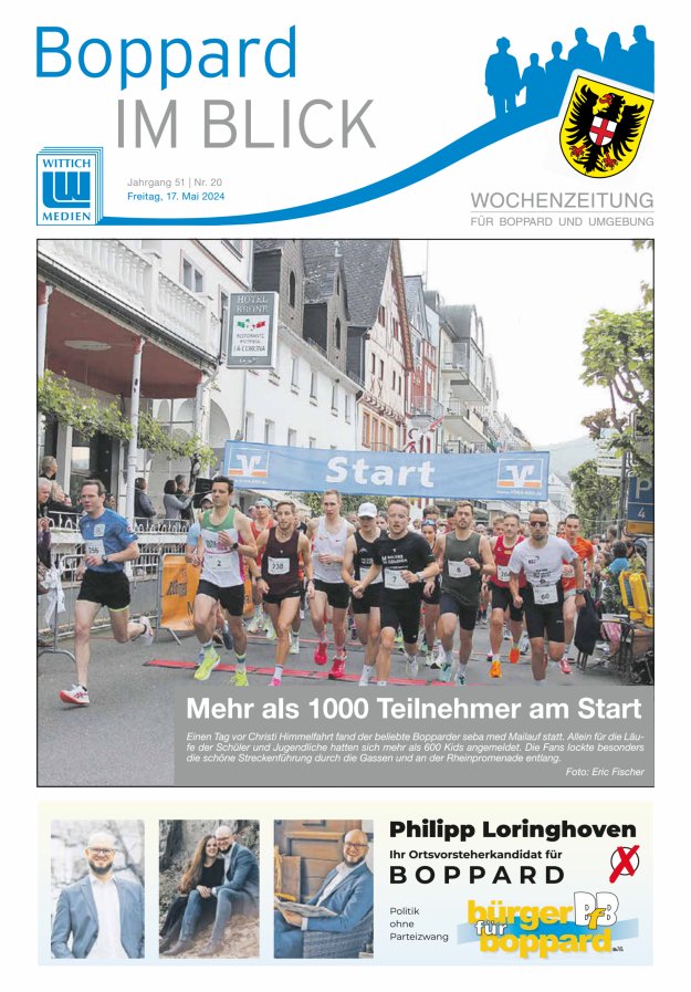 Boppard im Blick - Heimatzeitung für die Stadt Boppard Titelblatt 20/2024