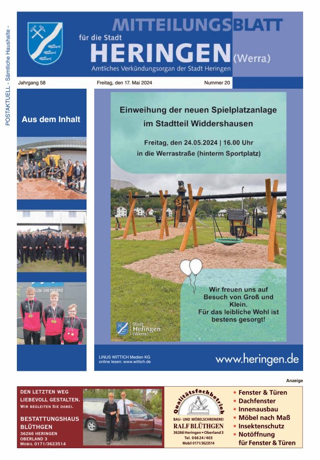 Mitteilungsblatt Heringen Titelblatt 20/2024