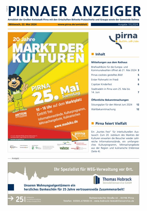 Pirnaer Anzeiger Titelblatt 11/2024