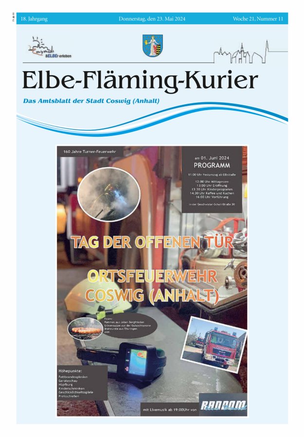 Elbe-Fläming-Kurier Das Amtsblatt der Stadt Coswig (Anhalt) Titelblatt 11/2024