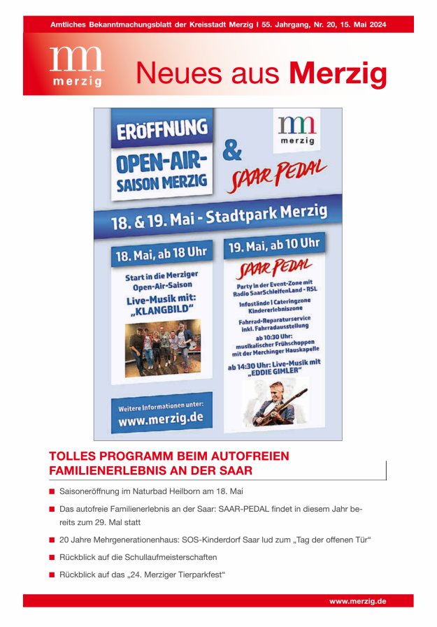 Neues aus Merzig Titelblatt 20/2024