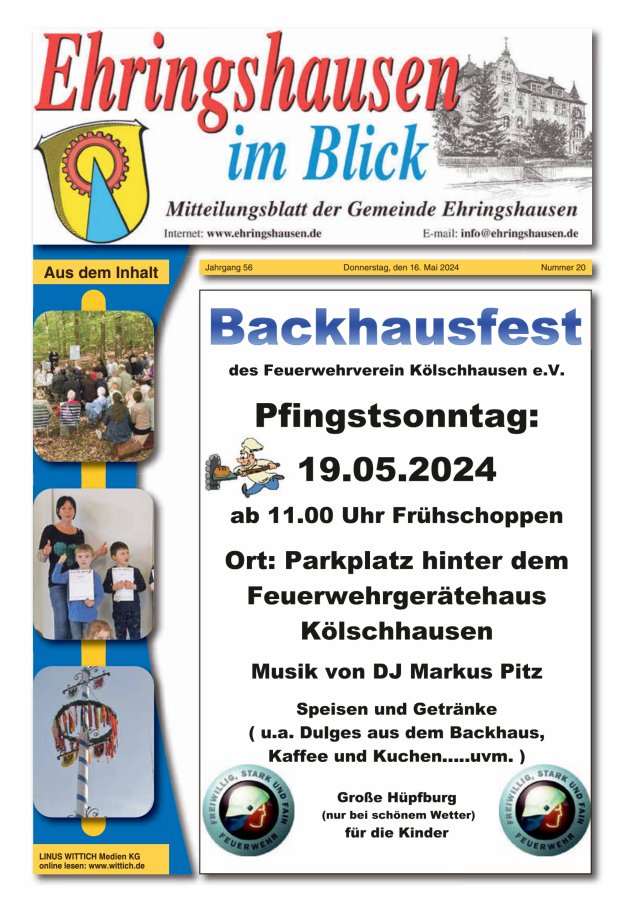 Mitteilungsblatt der Gemeinde Ehringshausen Titelblatt 20/2024