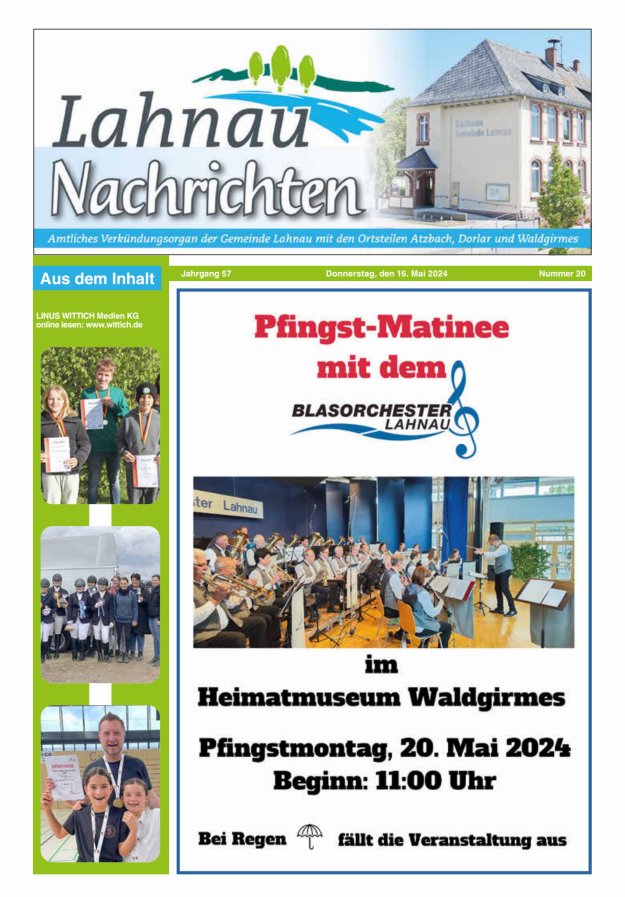 Lahnau Nachrichten Titelblatt 20/2024