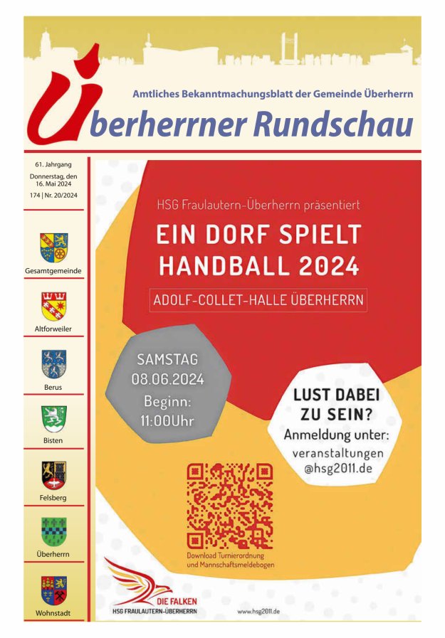 Überherrner Rundschau Titelblatt 20/2024