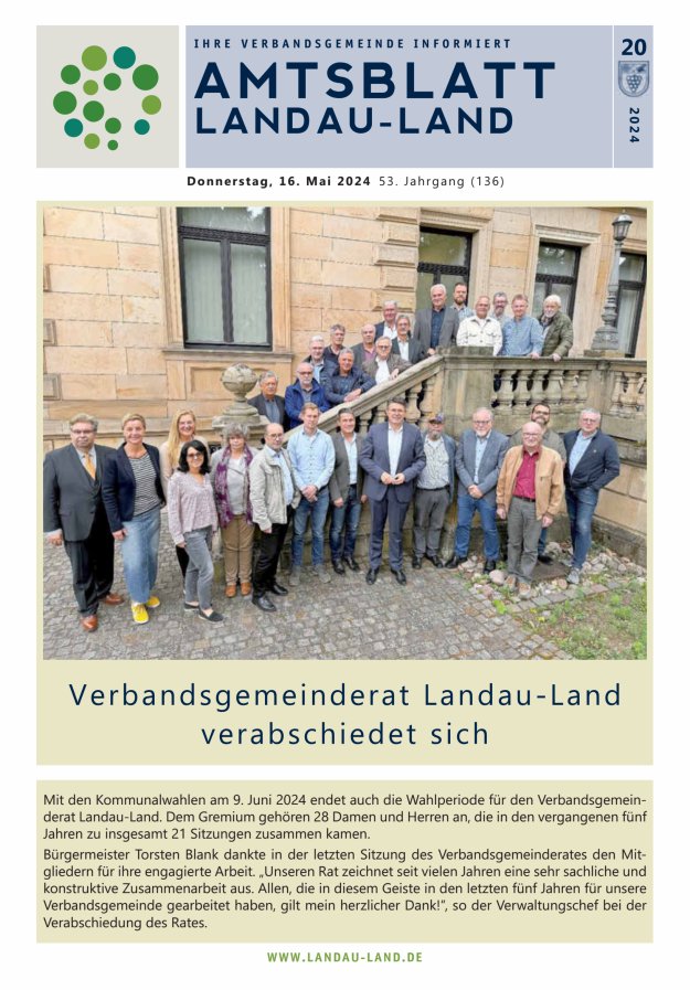Amtsblatt VG Landau-Land Titelblatt 20/2024