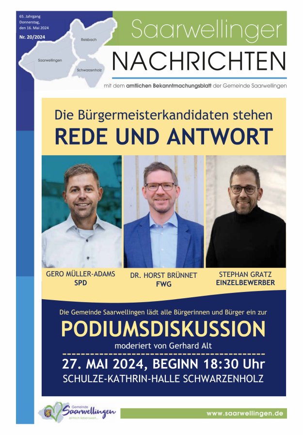 Saarwellinger Nachrichten Titelblatt 20/2024