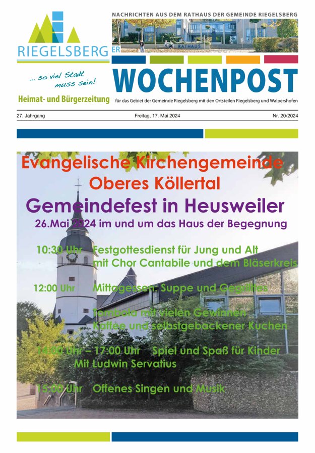 Riegelsberger Wochenpost Titelblatt 20/2024