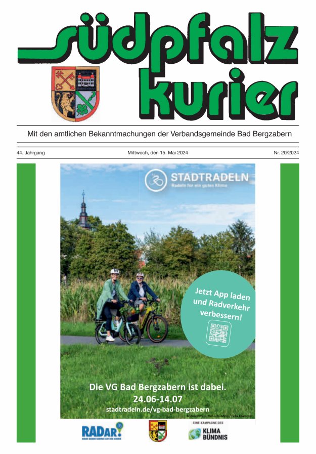 Südpfalz Kurier - VG Bad Bergzabern Titelblatt 20/2024