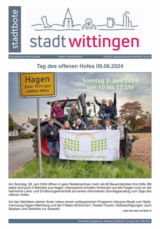 Wittinger Stadtbote Titelblatt 05/2024