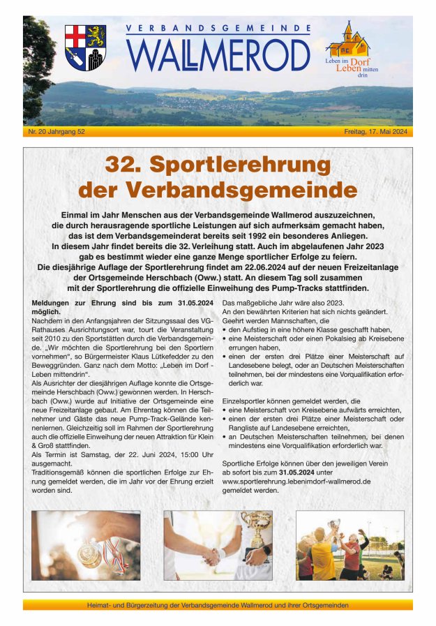 Wir über uns - Verbandsgemeinde Wallmerod Titelblatt 20/2024