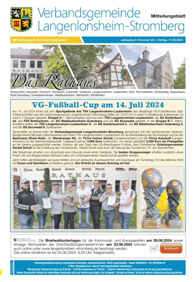 Das Rathaus - MTB d VG Langenlonsheim-Stromberg  Titelblatt 20/2024