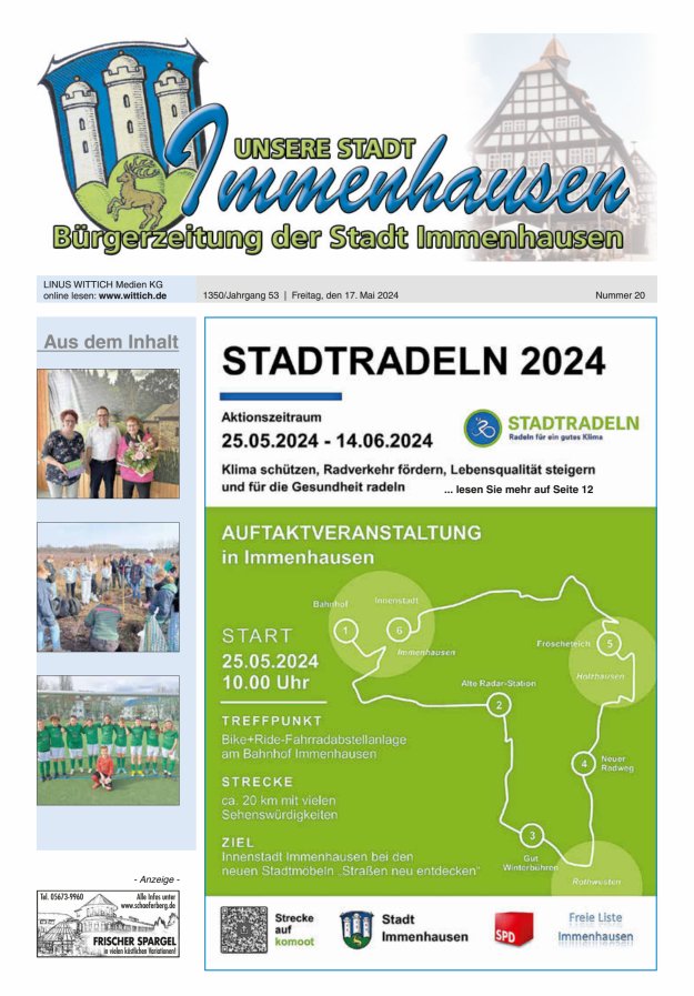 Unsere Stadt Immenhausen Titelblatt 20/2024