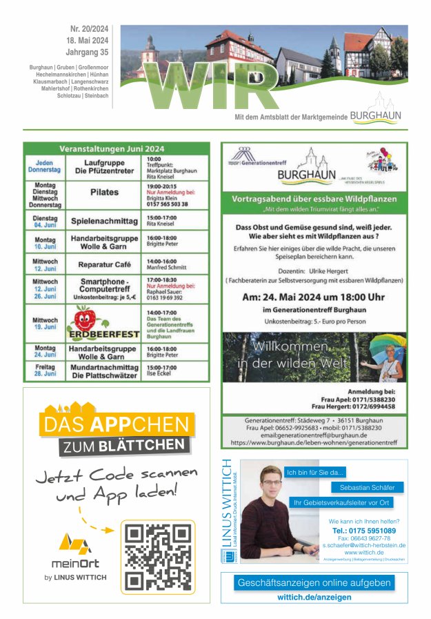 WIR - mit Amtsblatt der Marktgemeinde Burghaun Titelblatt 20/2024