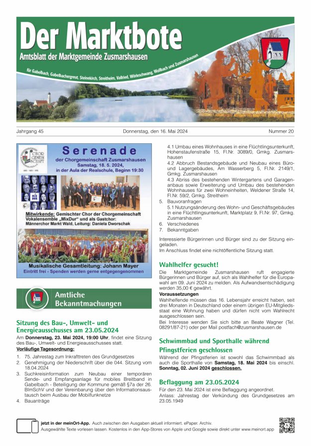 Zusmarshausen - Der Marktbote Titelblatt 20/2024
