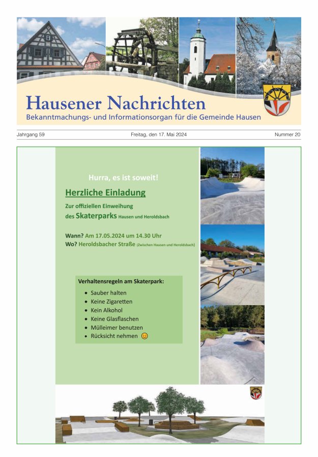 Hausener Nachrichten Titelblatt 20/2024