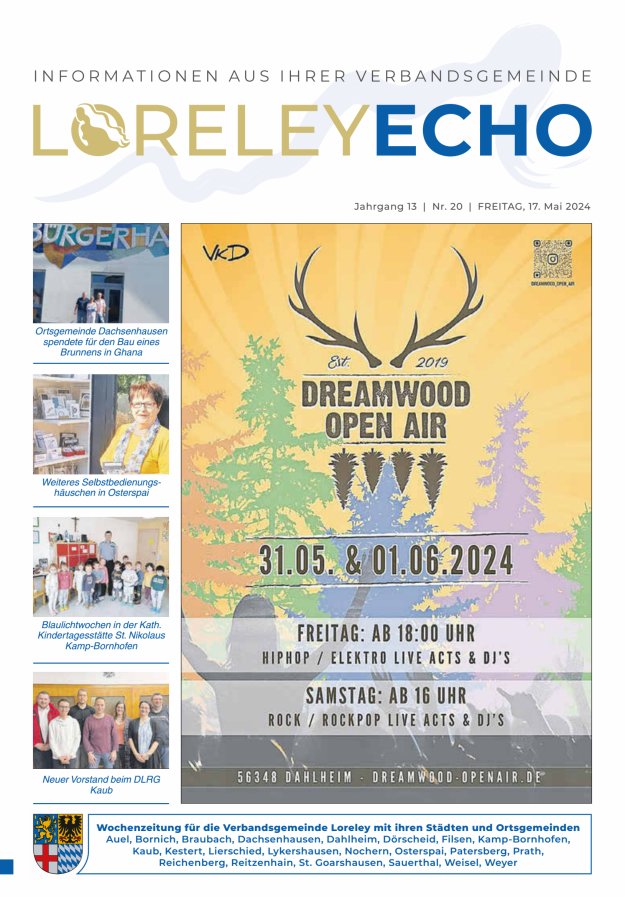 Loreley-Echo - Mitteilungsblatt der Verbandsgemeinde Loreley (Braubach) Titelblatt 20/2024