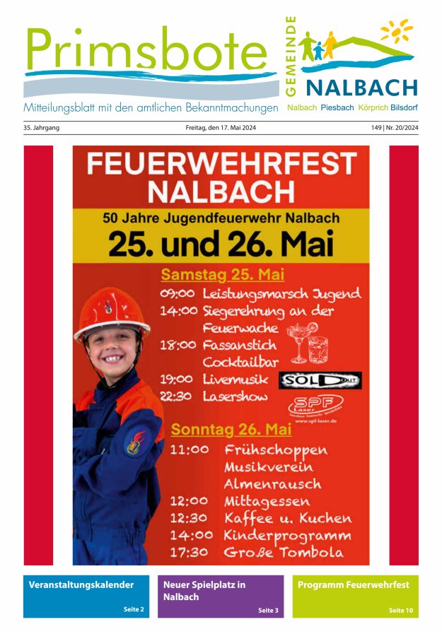 Primsbote Gemeinde Nalbach Titelblatt 20/2024