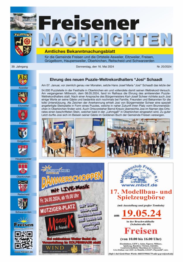 Freisener Nachrichten Titelblatt 20/2024