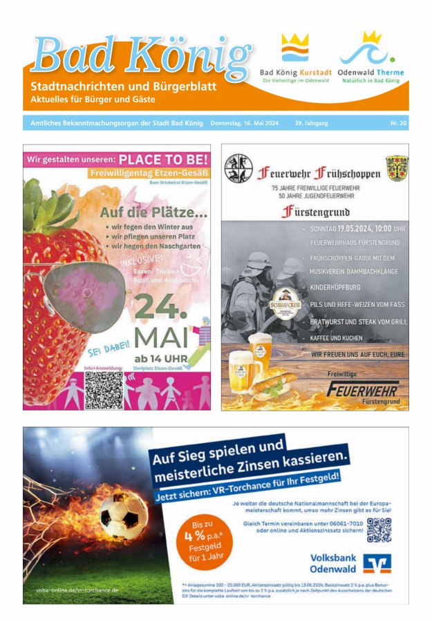 Bad Königer Stadtnachrichten und Badeblatt Titelblatt 20/2024