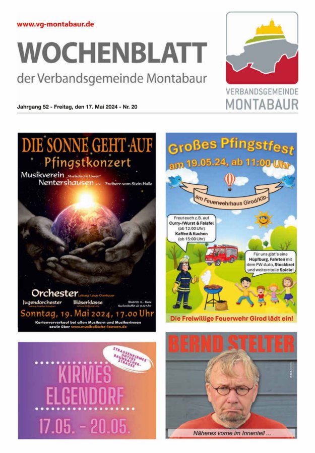 Wochenblatt der Verbandsgemeinde Montabaur Titelblatt 20/2024