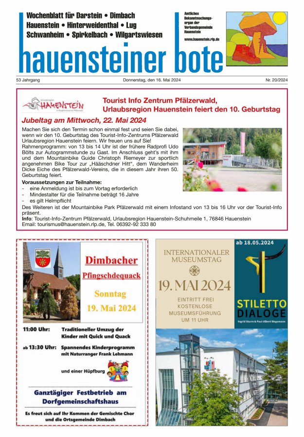 Hauensteiner Bote Titelblatt 20/2024