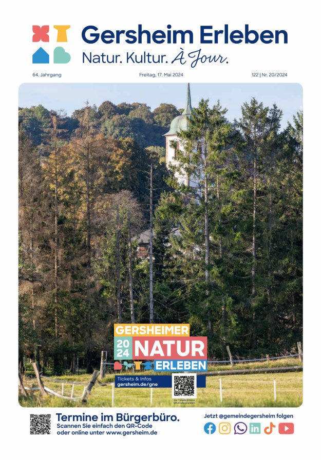 Bekanntmachungsblatt der Gemeinde Gersheim Titelblatt 20/2024