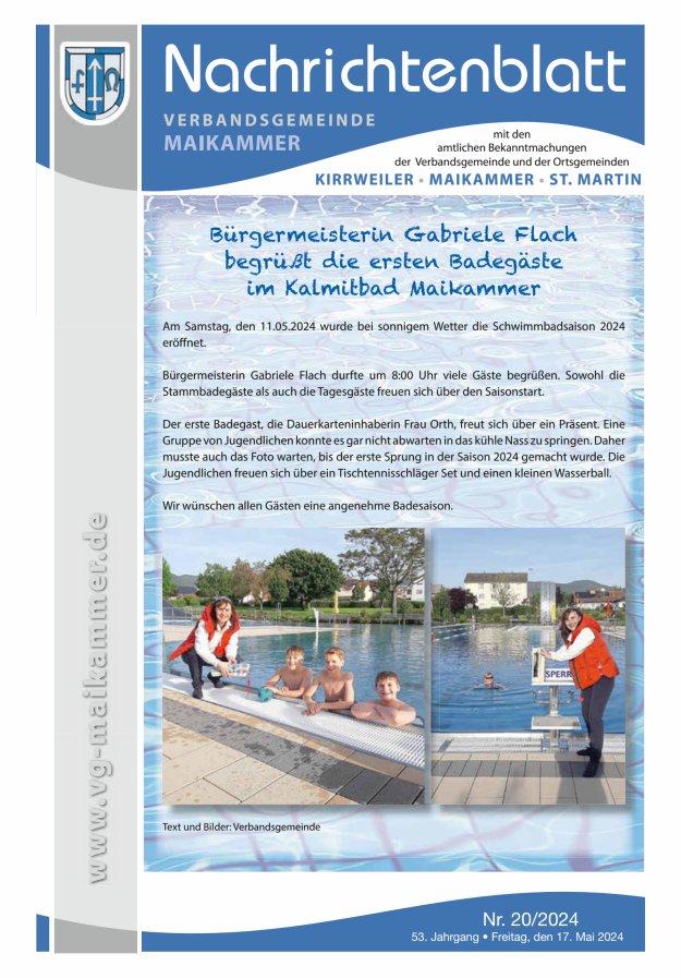 Nachrichtenblatt VG Maikammer Titelblatt 20/2024
