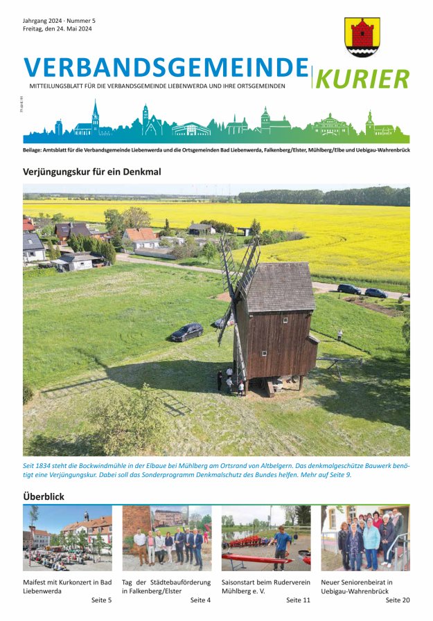 Verbandsgemeindekurier - Mitteilungsblatt für die Verbandsgemeinde Liebenwerda Titelblatt 05/2024