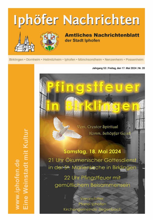Iphöfer Nachrichten Titelblatt 20/2024