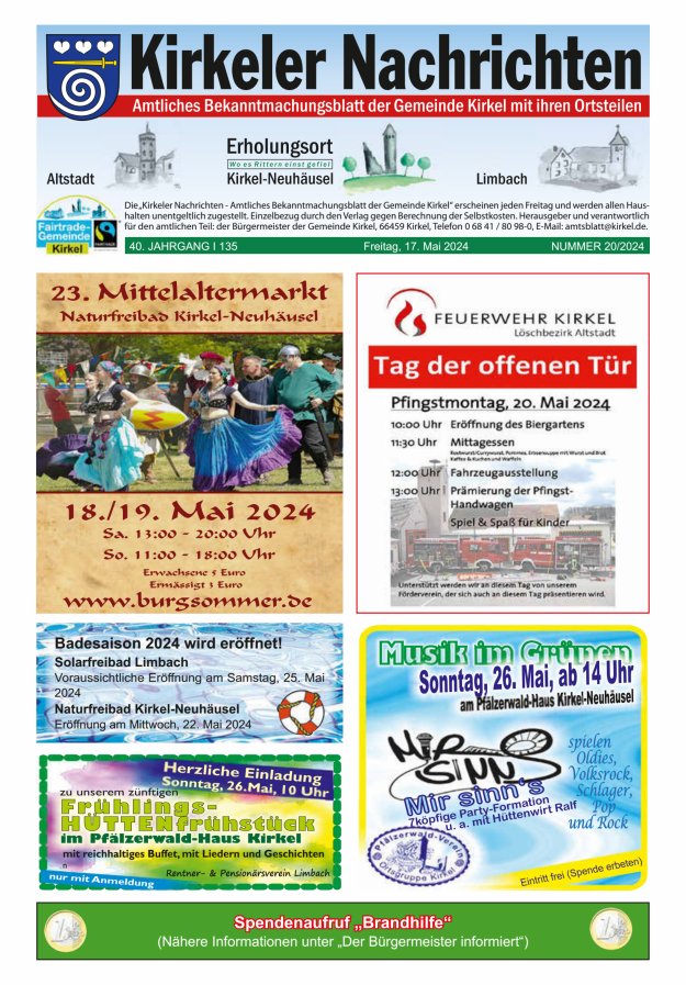 Kirkeler Nachrichten Titelblatt 20/2024