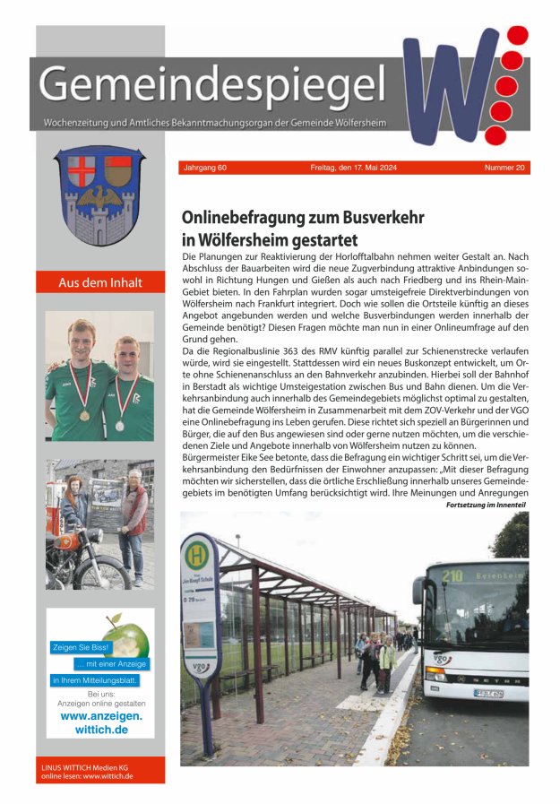 Der Gemeindespiegel Titelblatt 20/2024