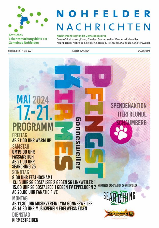 Nohfelder Nachrichten Titelblatt 20/2024