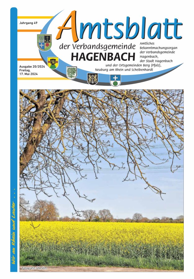 Amtsblatt der VG Hagenbach Titelblatt 20/2024