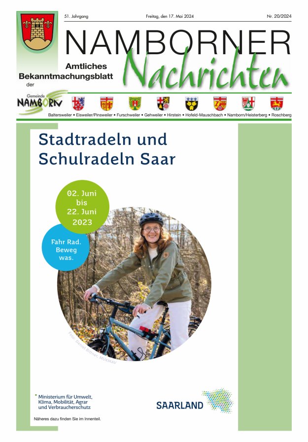 Namborner Nachrichten Titelblatt 20/2024