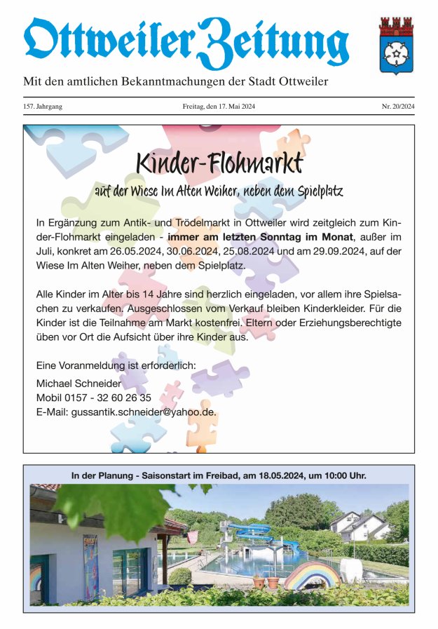 Ottweiler Zeitung Titelblatt 20/2024