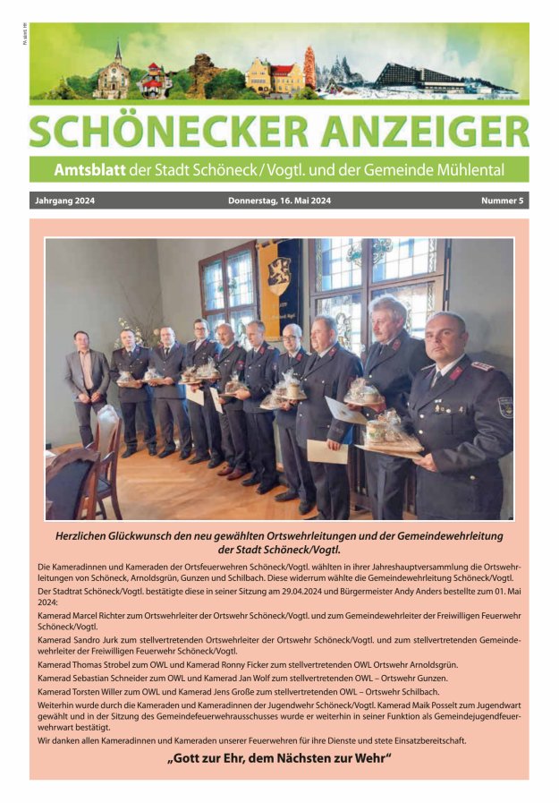 Schönecker Anzeiger Titelblatt 05/2024