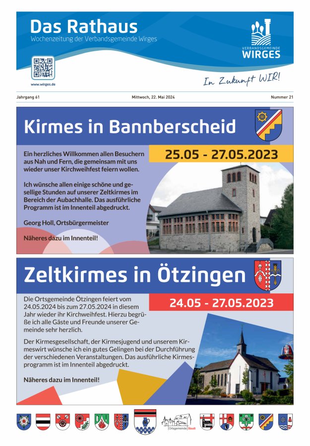 Das Rathaus - Informationen für die Bürger in der VG Wirges Titelblatt 21/2024