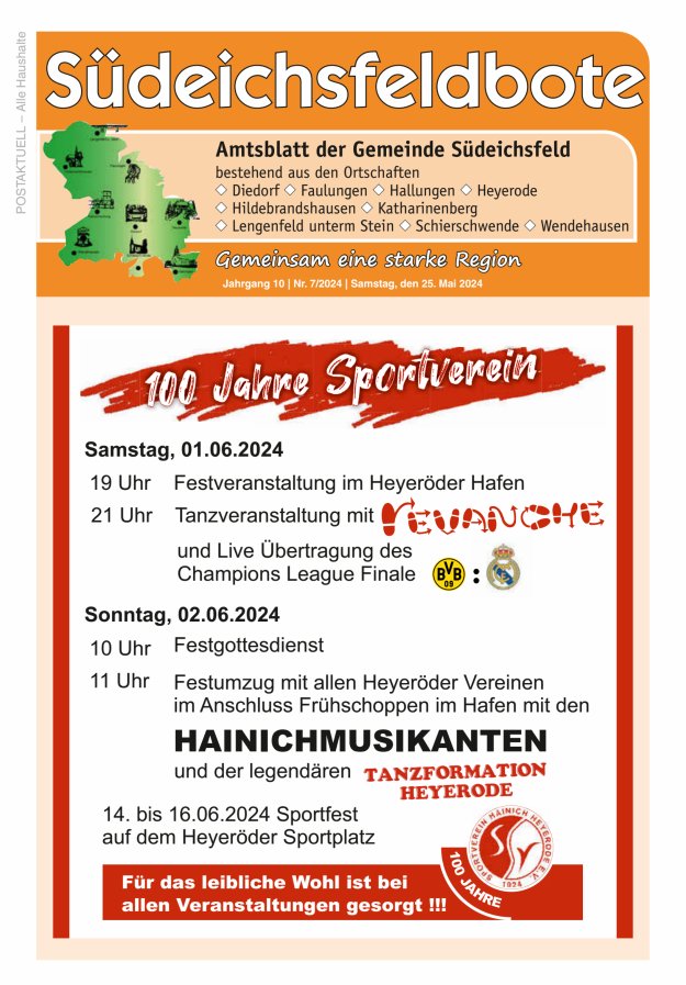 Amtsblatt der Gemeinde Südeichsfeld Titelblatt 07/2024