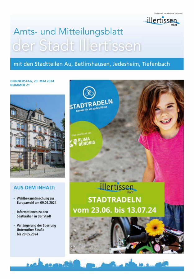 Amts- und Mitteilungsblatt Stadt Illertissen Titelblatt 21/2024
