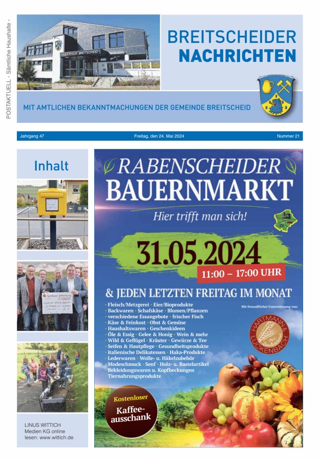Breitscheider Nachrichten Titelblatt 21/2024