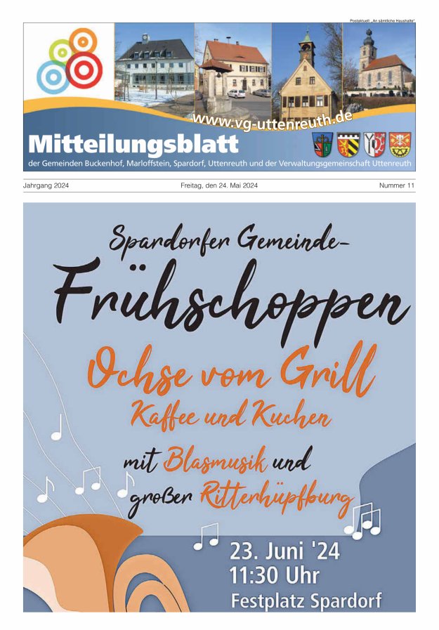 Mitteilungsblatt der Verwaltungsgemeinschaft Uttenreuth Titelblatt 11/2024