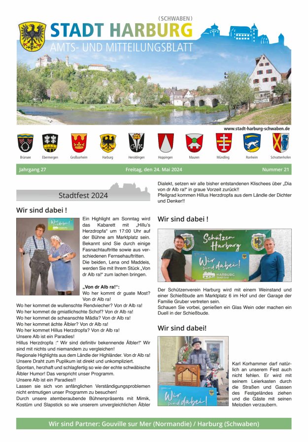 Amts- und Mitteilungsblatt der Stadt Harburg Titelblatt 21/2024