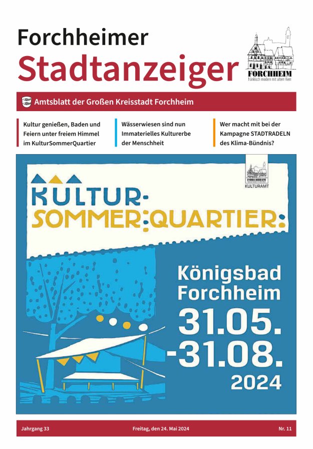 Forchheimer Stadtanzeiger Titelblatt 11/2024