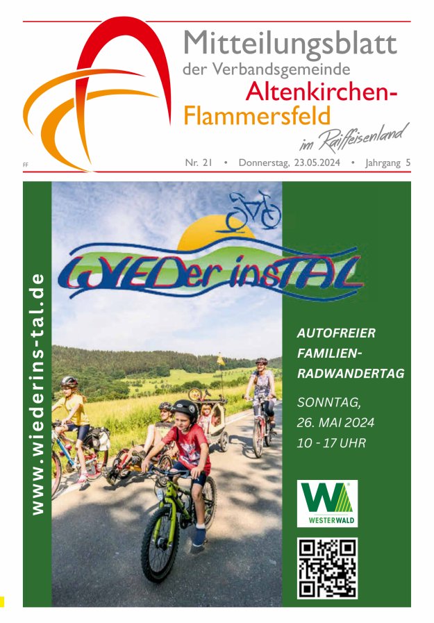 Mitteilungsblatt Verbandsgemeinde Altenkirchen-Flammersfeld Ausg Flammersfeld Titelblatt 21/2024